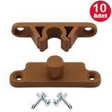 Pvc Kapı Pencere Sineklik Kahve Plastik Çıt Çıt Kilit Menteşe Büyük Boy 5Cm -10 Adet