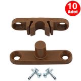 Pvc Kapı Pencere Sineklik Kahve Plastik Çıt Çıt Kilit Menteşe Küçük Boy 4Cm -10 Adet