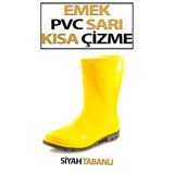 Pvc Kısa Çizme Sarı Tabanı Siyah 40 Numara