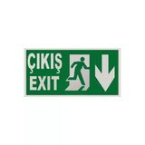 Pvc Levha Çıkış Acil Çıkış Aşağı Yön 5X25 Cm Kolay Montaj İkaz Tabelası Yönlendirme Levhası