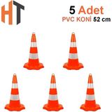 Pvc Trafik Konisi 52 cm Çift Reflektifli Trafik Dubası-5 Adet - Turuncu
