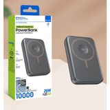 PW-127 Kablosuz 20W 3A, Akıllı Saat Şarjı Destekli 10.000MAH Wireless Powerbank - Siyah