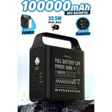 Pw-155 100.000Mah Taşınabilir Enerji İstasyonu Powerbank 22.5W Hızlı Şarj Dahili Lightning Type-C Kablolu 4 Usb Dijital Ekranlı Led Kamp Feneri