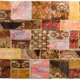 PW001-Bir Anadolu Hikayesi yama çalışması antik kilim halı (Tekil Gerçek Yün Halı)