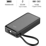 PW109 10000MAH 22.5W Hızlı Şarj Dahili Type-C Kablo Usb-Type-C Giriş Powerbank Digital Display - Antrasit