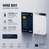 PW501 20.000 mAh 45W PD Çift Type-C + 22.5W USB Çıkışlı Dijital Göstergeli Hızlı Şarj Powerbank-Beyaz