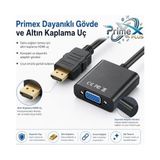 PX-1240S HDMI To VGA Çevirici Adaptör, 30 cm Dijital Görüntü Dönüştürücü, HDMI Erkek VGA Dişi, Full Hd Destekli Siyah Kablo Aparatı, Pc Laptop Projeks - Çok Renkli