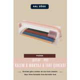 PYCOS COSMETICS PC01 Çok Amaçlı Şeffaf-Fermuarlı-Pvc Kalemlik, Makyaj, Takı, Seyahat, Plaj Çantası