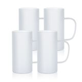PYD Life Süblimasyon Cam Boş Kupa Buzlu Cam Bardaklar 623 ml Kahve Bira Kupaları Cricut Mug Press ve Bardak Isı Presi için Saplı 4'lü Paket