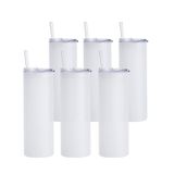 PYD Life Süblimasyon Cam Boşluklar İnce Bardak Buzlu 708 ml Düz Bardak Kahve Suyu Bardakları Kapaklı ve Cam Pipetli Bardak Pres Süblimasyon Baskı 6'lı Paket