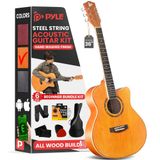 Pyle 6 telli akustik gitar, başlangıç kiti, gitar, Acustica demeti paketi, öğrenciler, egzersizler, çocuklar, yetişkinler, sağ, turuncu (PGA550CAOR)