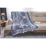 Pyramid Koltuk ŞALI,%100 Pamuk Yıkanmış Kumaş, 130 * 180 cm Krem-Mavi 130 x 180 - 0,6 x 19 x 29 cm - Çok Renkli