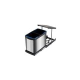 Pyramith 12+12 Litre Antrasit Teleskopik Raylı Paslanmaz Çöp Kovası (C-2270-A) (P-9456)
