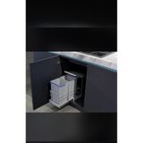 Pyramith 12+12 LİTRE İKİ BÖLMELİ Gri Teleskopik Raylı Çöp Kovası (C-2260-G) (P-9152)