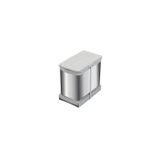 Pyramith P-9455 12+12 Litre Gri Teleskopik Raylı Paslanmaz Çöp Kovası (P-9455)
