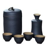 PZHANGZVH 6 Parça Sake Set Japon Siyah Seramik Şarap Kadehi Isıtıcı Pot ve Stoper Traditiol El Sanatları Bardakları Soğuk/Sıcak/Sıcak Sake/Shochu/Çay-Yemek Takım Setleri