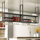 PZHANGZVH Asma Tavan Cam Tutucu Baş Aşağı Stemware Tutucu Demir Sanat Yaratıcılık Asılı Tutucu 100X30Cm