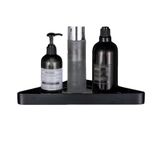 PZHANGZVH Cam Raf Banyo Cam Raf, Duvara Monte Delmesiz Cam Köşe e Tuvalet Masası Mutfak Üçgen Depolama Rafı (Renk: Gümüş, Boyut: 1 Paket) (Siyah 2'li Paket)