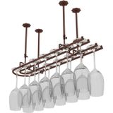 PZHANGZVH Şarap Rafı, Bar Restoran Şarap Kadehi Rafı, Ev Asılı Stemware Tutucu Asma Tavan Ütü e Büyük Şarap Şişesi Tutucu (Bronz 60x25cm)