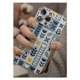 Q Aksesuar Huawei P20 Pro Uyumlu Mavi Çiçek Tasarımlı Şeffaf Telefon Kılıfı Kapak Case