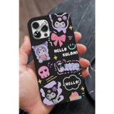 Q Aksesuar İphone 13 Mini Uyumlu Hello Kuromi Tasarımlı Premium Telefon Kılıfı
