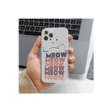 Q Aksesuar İphone 14 Pro Max Uyumlu Kedi Meow Tasarımlı Premium Şeffaf Telefon Kılıfı