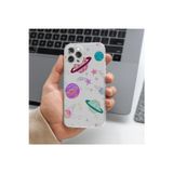 Q Aksesuar İphone 15 Plus Uyumlu Gezegen Tasarımlı Premium Şeffaf Telefon Kılıfı