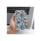 Q Aksesuar İphone 15 Plus Uyumlu Mavi Kelebek Tasarımlı Premium Şeffaf Telefon Kılıfı