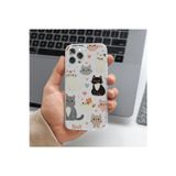 Q Aksesuar İphone 6 Plus Uyumlu Sevimli Kedi Tasarımlı Premium Şeffaf Telefon Kılıfı