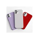 Q Aksesuar İphone 8 Plus Uyumlu 3'Lü Set Basic Telefon Kılıfı Lila-Beyaz-Kırmızı