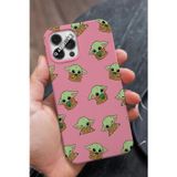 Q Aksesuar İphone X Uyumlu Sevimli Baby Yoda Tasarımlı Şeker Pembe Premium Telefon Kılıfı
