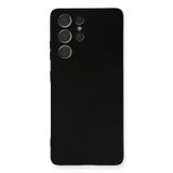 Q Aksesuar Samsung Galaxy S21 Ultra Uyumlu Silikon Lansman Telefon Kılıfı - Siyah