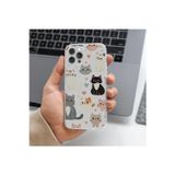 Q Aksesuar Tecno Pova 3 Uyumlu Sevimli Kedi Tasarımlı Premium Şeffaf Telefon Kılıfı