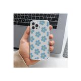 Q Aksesuar Tecno Spark 10 Pro Uyumlu Mavi Çiçek Tasarımlı Premium Şeffaf Telefon Kılıfı