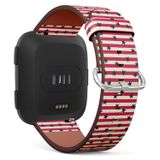 Q-Beans Yedek Bant, Fitbit Versa/Versa 2 / Versa Lite ile Uyumlu - Hızlı Çıkarılan Pimli Deri Bant Bileklik Aksesuarı // ABD Bayrağı