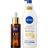Q10 Kırışıklık Karşıtı Çift Etkili Cilt Serumu 30 Ml, Saf Q10, Şeker Sebepli Kırışıklık Önleyici + Nıvea Q10 Sıkılaştırıcı Vücut Losyonu 400 ml