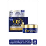 Q10 Kırışıklık Karşıtı Ekstra Besleyici Gece Bakım Kremi 50ml, Kuru ve Olgun Ciltler, Argan Yağı