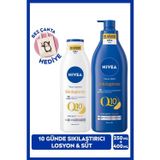Q10 Sıkılaştırıcı Vücut Bakım Sütü 400ml Ve Losyon 250ml, C Vitamini, 48 Saat Nem, Bez Çanta Hediye