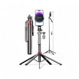 Q185 AI Tracking Gimbal Selfie Stick - 1.8M Uzatılabilir Tripodlu Telefon Tutucu, Bluetooth Uzaktan Kumandalı, 360° Döner, Şarjlı