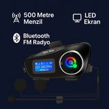 Q58 Max Motosiklet Intercom – 500 Metre Menzilli, Çift Sürücü Bağlantı, LED Ekranlı, Fm Radyo Destekli - Siyah