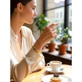 QA Quella Accessories Çelik Kuyum Işi Kalın Düz 14 Ayar Altın Kaplama Gold Kelepçe Bileklik