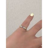 QA Quella Accessories Çelik Zirkon Detay Burgu Serçe Parmak Ayarlanabilir 14K Gümüş-Gold Yüzük