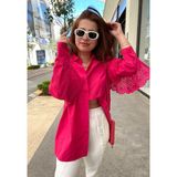 Qaju Fisto Detaylı Oversize Gömlek - 00469 Fuşya - Standart