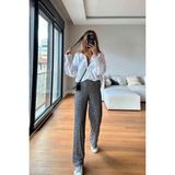 Qaju Kadın Beli Lastikli ve Pul Payetli Bol Pantolon - M - 01-Gri