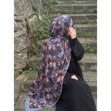 Qalortex Scarf Bambu Crash Şal-Iconic Desen-Indigo