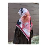 Qalortex Scarf Pamuklu Flora Desen Eşarp-Bordo/Siyah