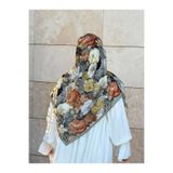 Qalortex Scarf Pamuklu Gonca Desen Eşarp - Küf Yeşil