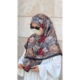 Qalortex Scarf Pamuklu Gonca Desen Eşarp - Siyah