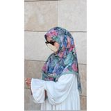 Qalortex Scarf Pamuklu Gonca Desen Eşarp - Su Yeşil