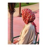 Qalortex Scarf Pamuklu Pera Desen Eşarp - Kiraz